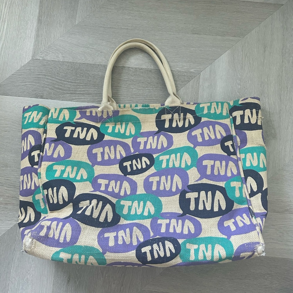 TNA Cream and Purple Tote Bag